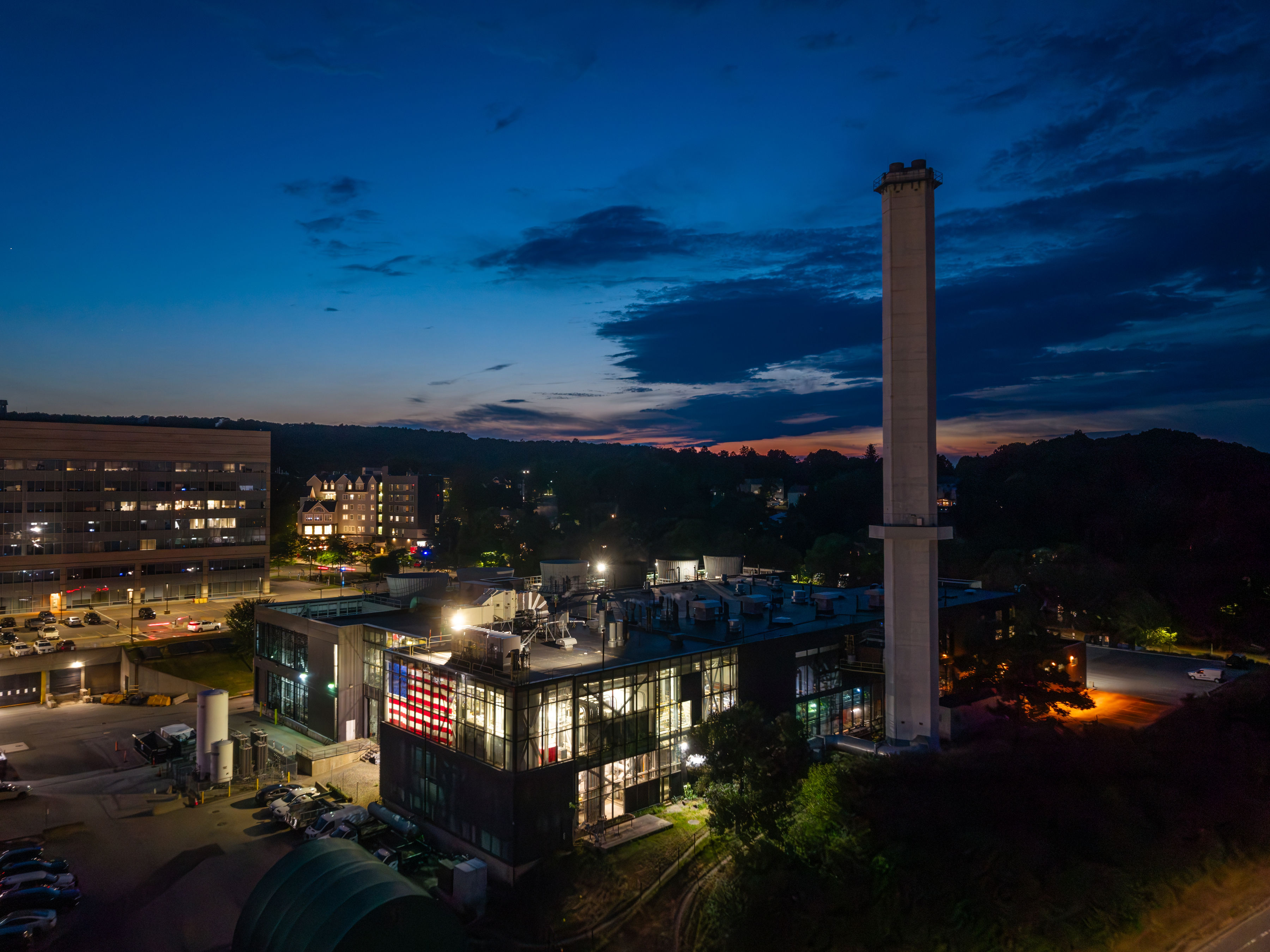 power plant at night