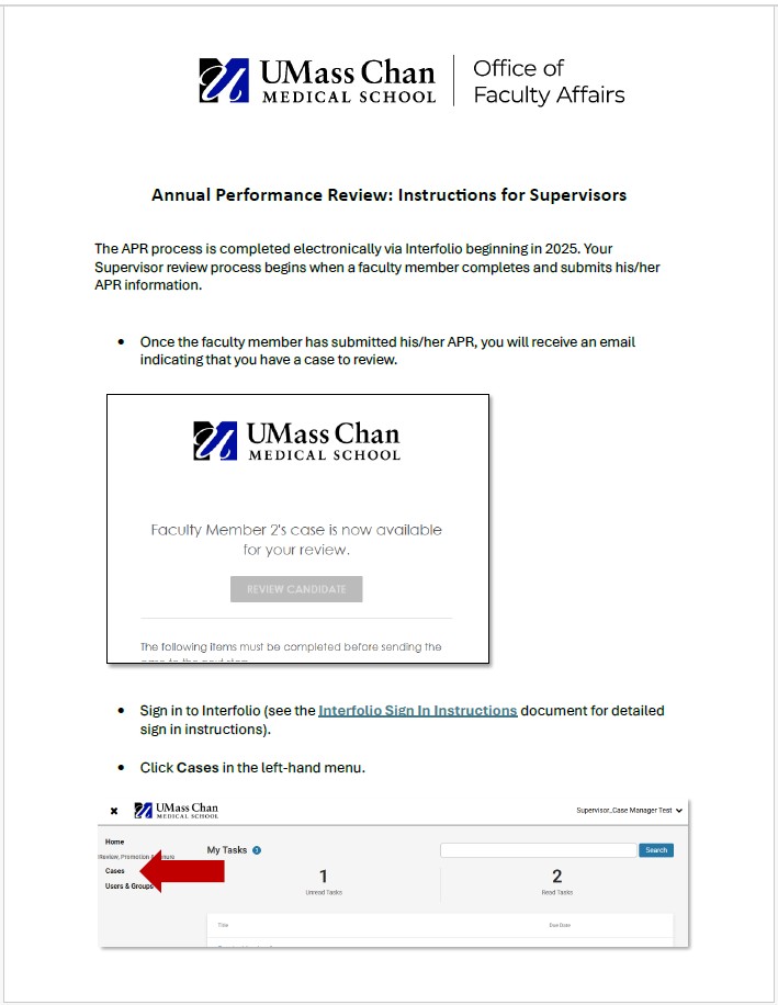 APR instructions for supervisors