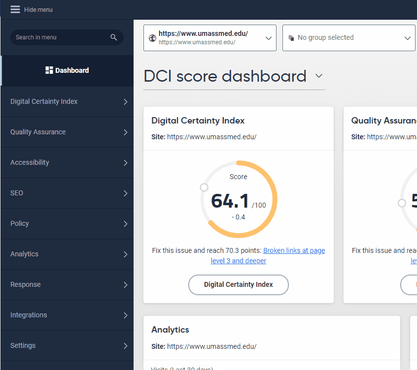 animation showing a cursor click on the name of the dashboard. A dropdown then appears.