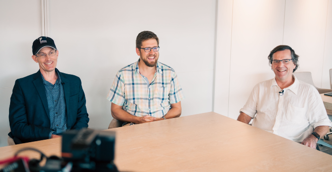 Scot Wolfe, PhD; Jonathan Watts, PhD; and Erik Sontheimer, PhD at the Rett Syndrome Genetic Medicines Summit held last fall in Boston/Image courtesy Rett Syndrome Research Trust