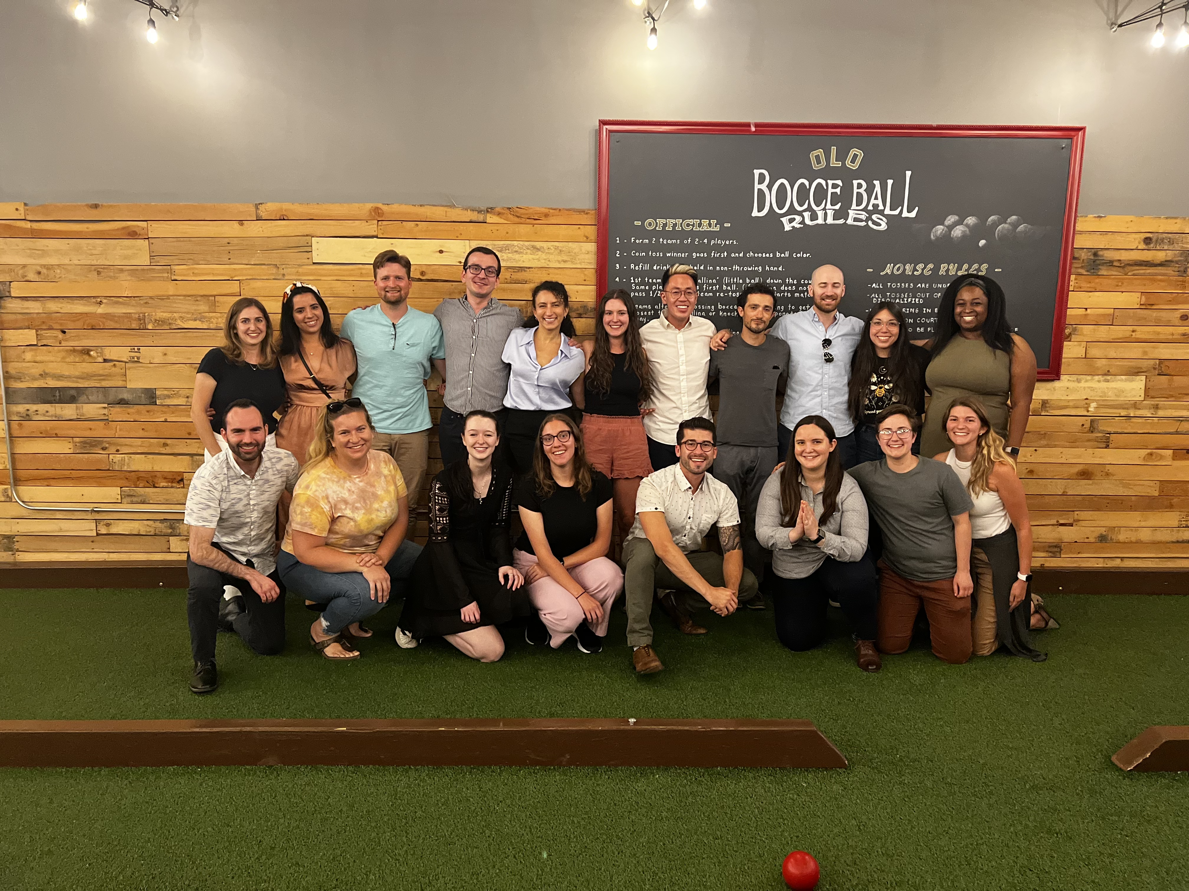 This is a group of residents gathered for a game of Bocce