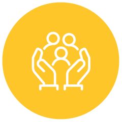 hands wrapped around three persons in a circle png
