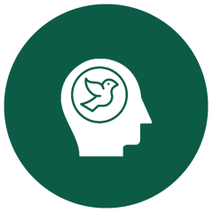 bird in a human head in a circle png