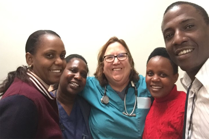 Kim Hall with hospital staff.