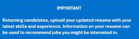 Note for candidates to update their resume..