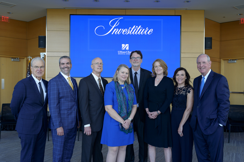 From left, Dean Flotte, John Harris, Kevin Donahue, Elinor Karlsson, Danny Winder, Jeannette Wolfe, Darly Bosco and Chancellor Collins. (190) Photo: John Gillooly/PEI