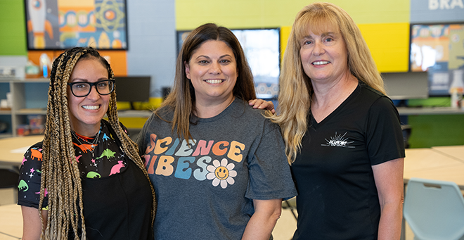 Belmont Street Community School teachers Christina Faria, Chiara Ramos and Justine Wahlstrom.