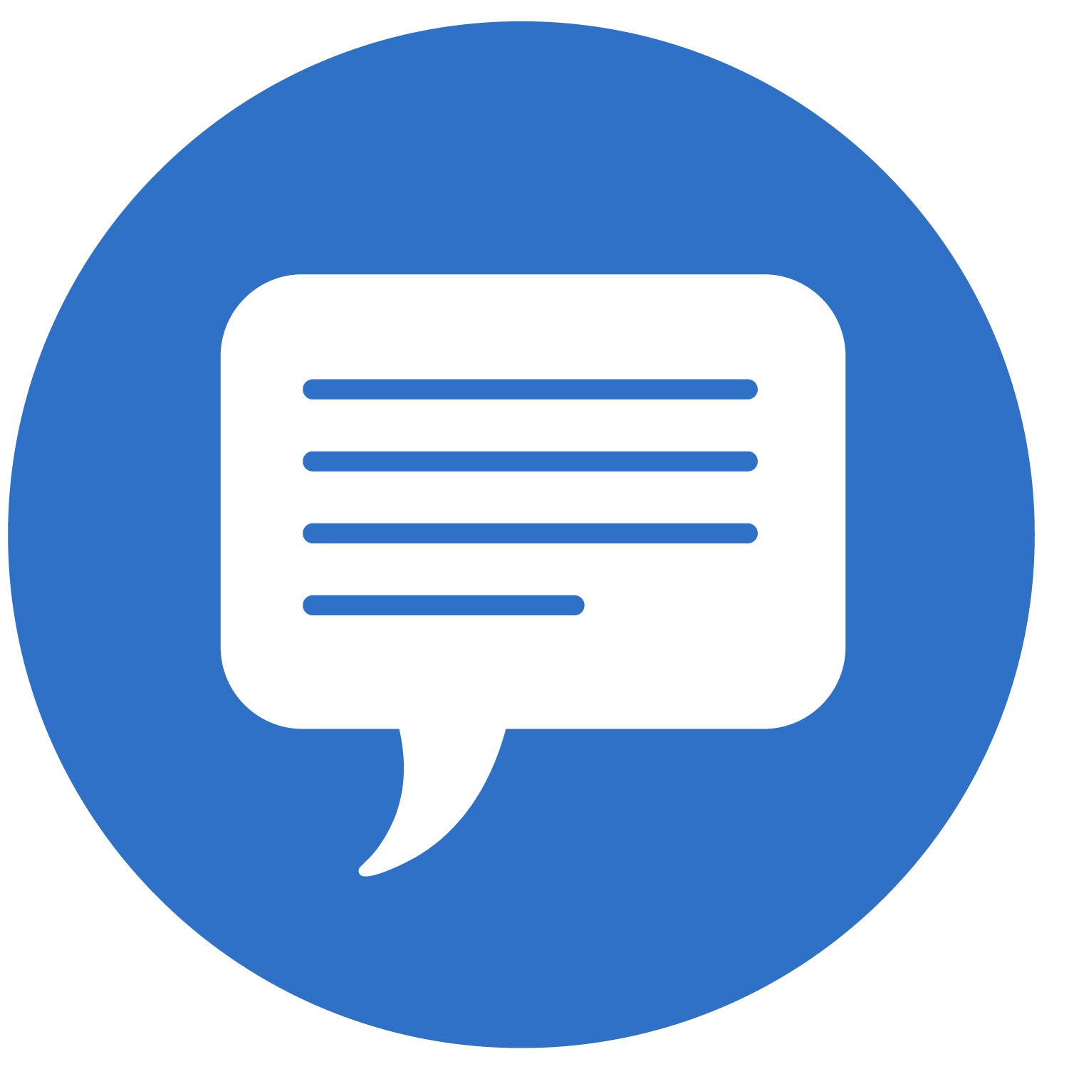 solid blue circle with word bubble