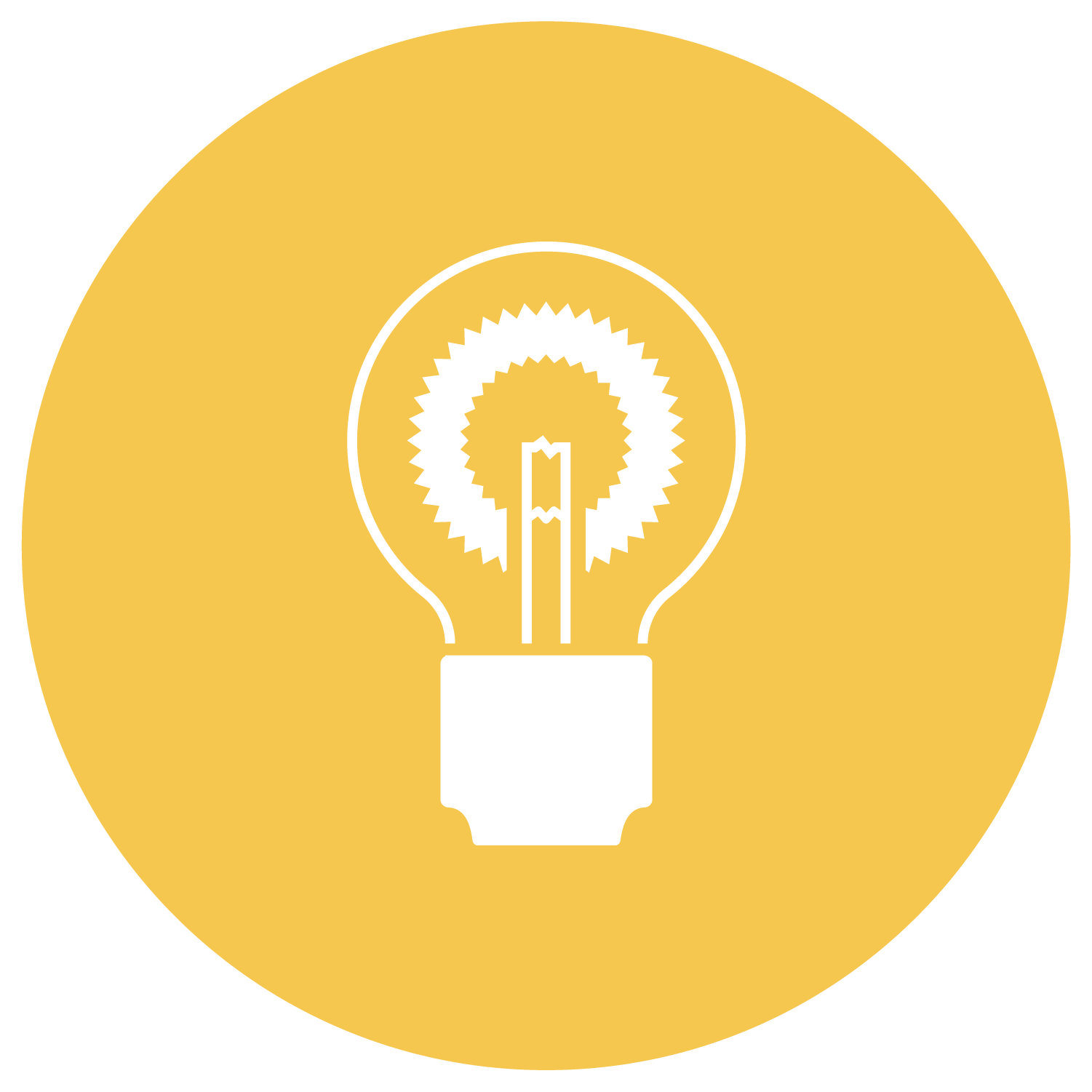 solid yellow circle with white lightbulb