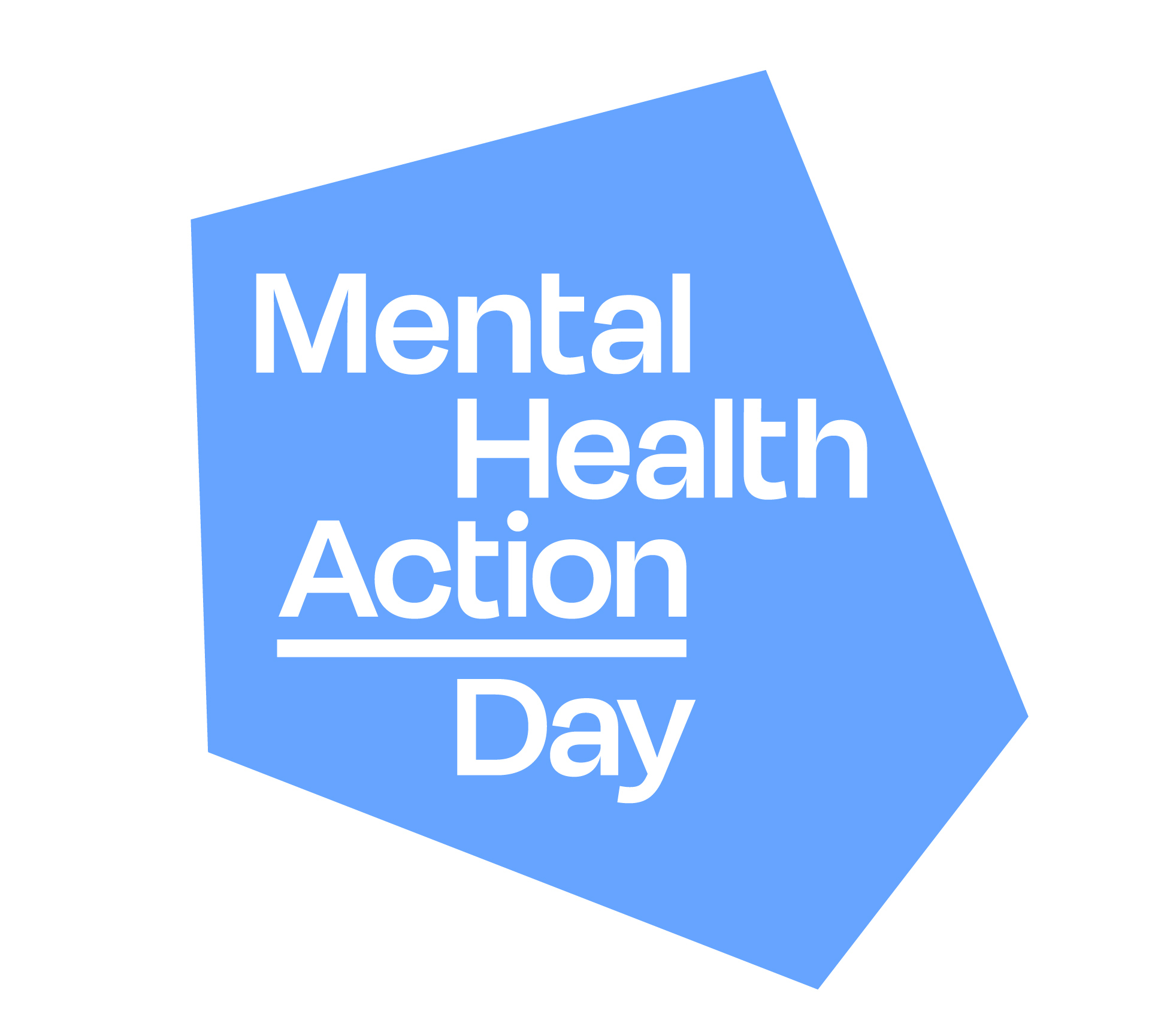 jagged blue shape with text mental health action day