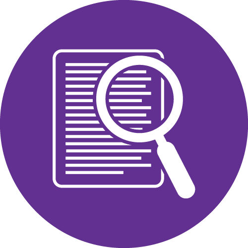magnifying glass over paper icon