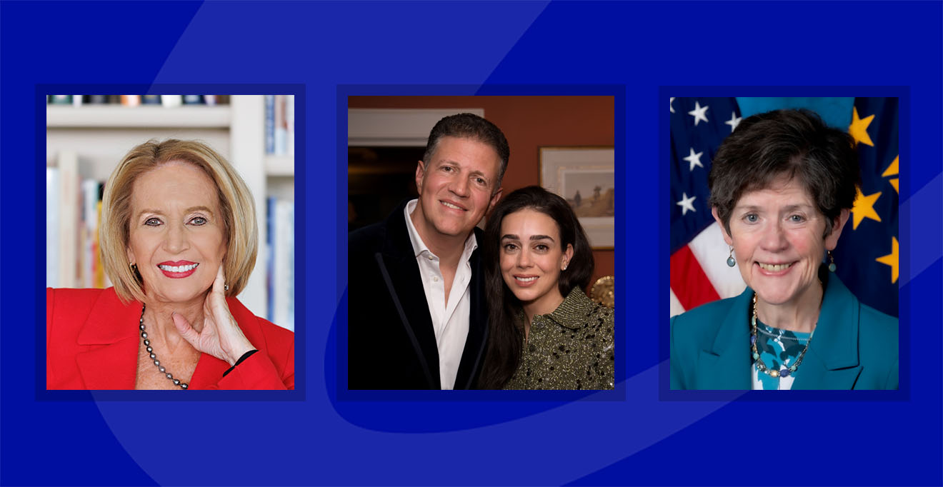 Marcia McNutt, PhD, Majid Jafar and Lynn Barghout Jafar, and Carolyn Clancy, MD’79