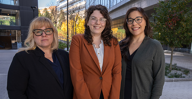 Sarah Hutton, Kortni Wroten and Lynn Hernandez standing together outside