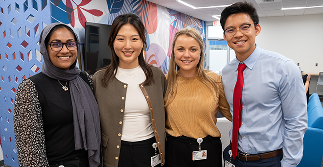 Medical students Sana Baban, Jessica Pan, Sophia Rose and Ethan Jose Chivi and Sophia Rose carpooled to the event from Worcester.