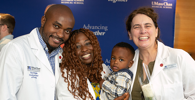 DNP students Sam Kubwimana, Eunice Asare and Sabrine Montaldo standing together