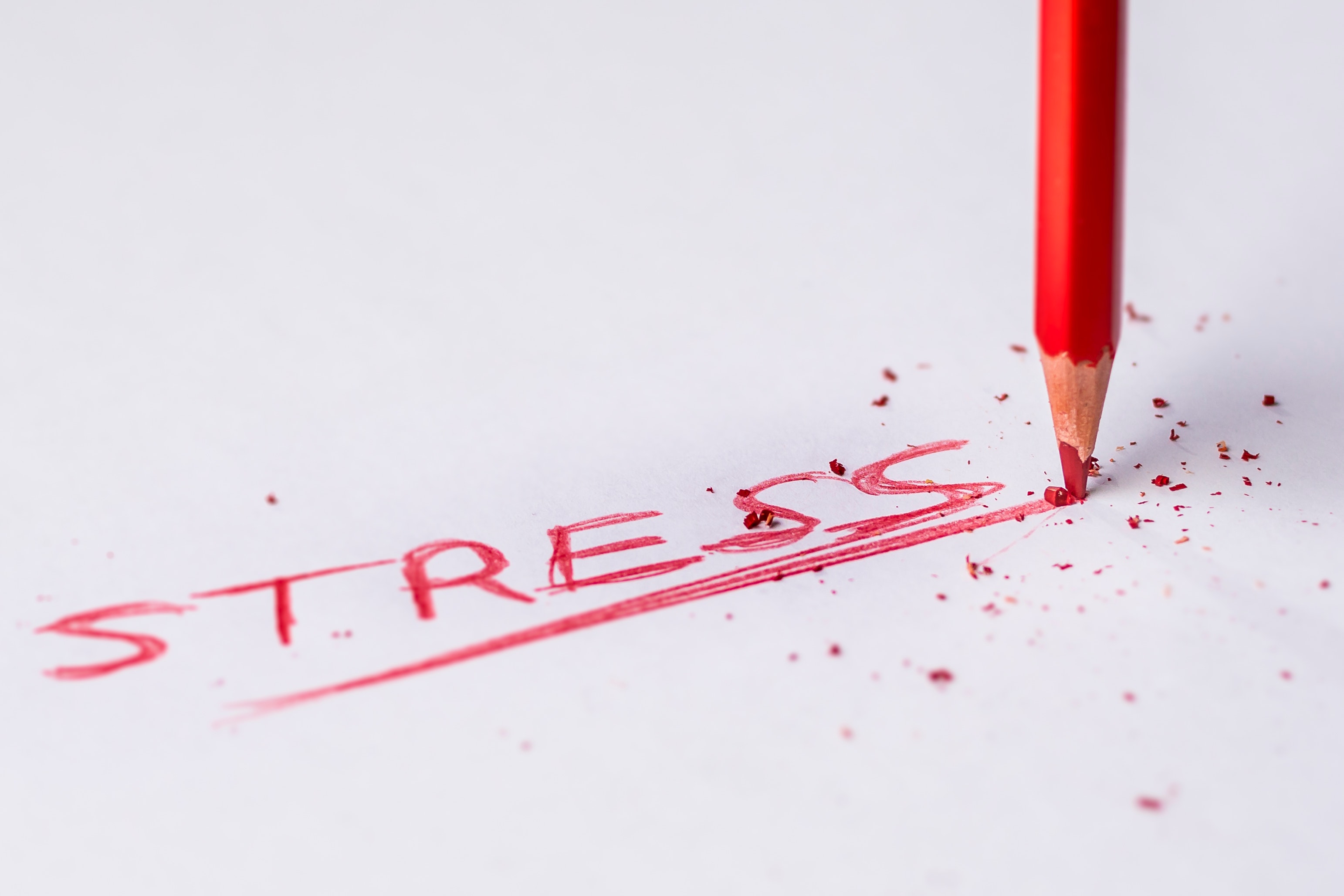 Stress in red The word "Stress" in red with pencil breaking