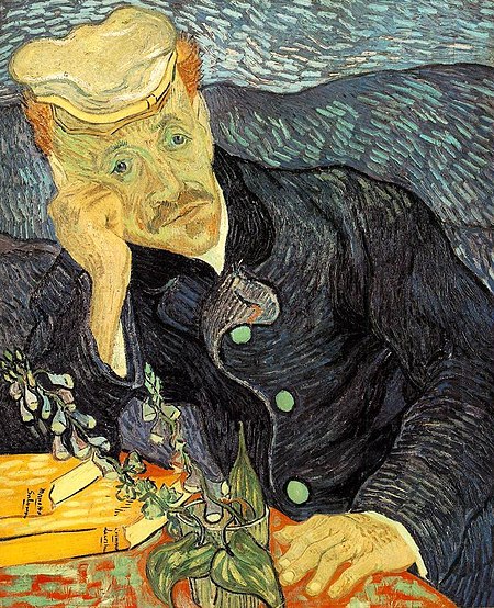 Van Gogh's portrait of Dr. Gachet Despondent looking man in Van Gogh painting
